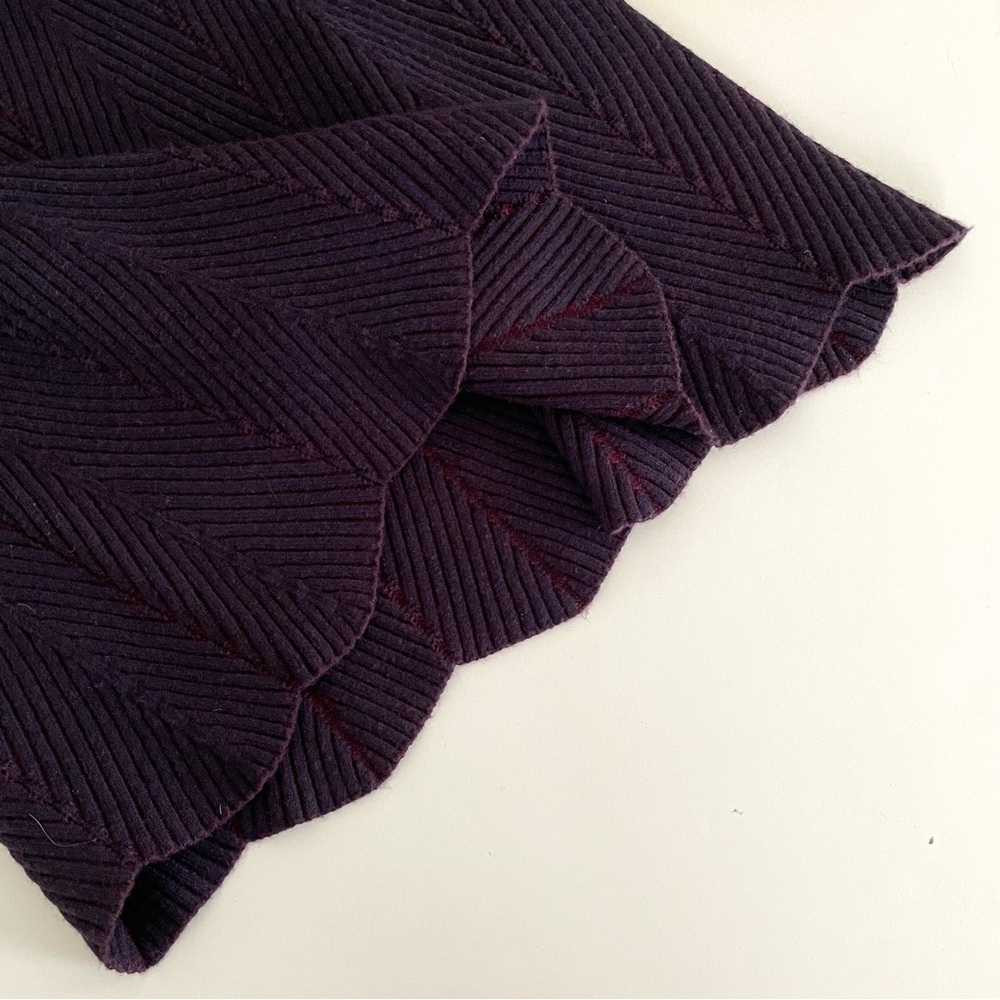 See By Chloe Ribbed Knit Scalloped Two Tones Long Sleeve Dress - Picture 11 of 14
